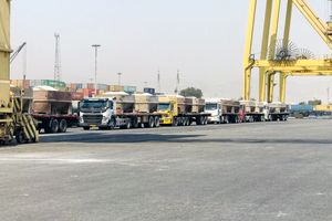 بارگیری سنگ گچ با استفاده از گنتری کرین در بندرشهید رجایی/ هدف گذاری پنج و نیم تنی در صادرات