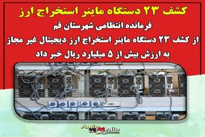 کشف 23 دستگاه ماینر استخراج ارز دیجیتال 