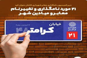 21 مورد نامگذاری و تغییرنام معابر و میادین شهر کاشان