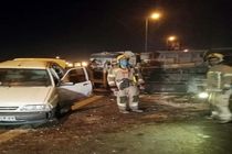 تصادف یک دستگاه خاور و دو خودروی سواری در بزرگراه آزادگان