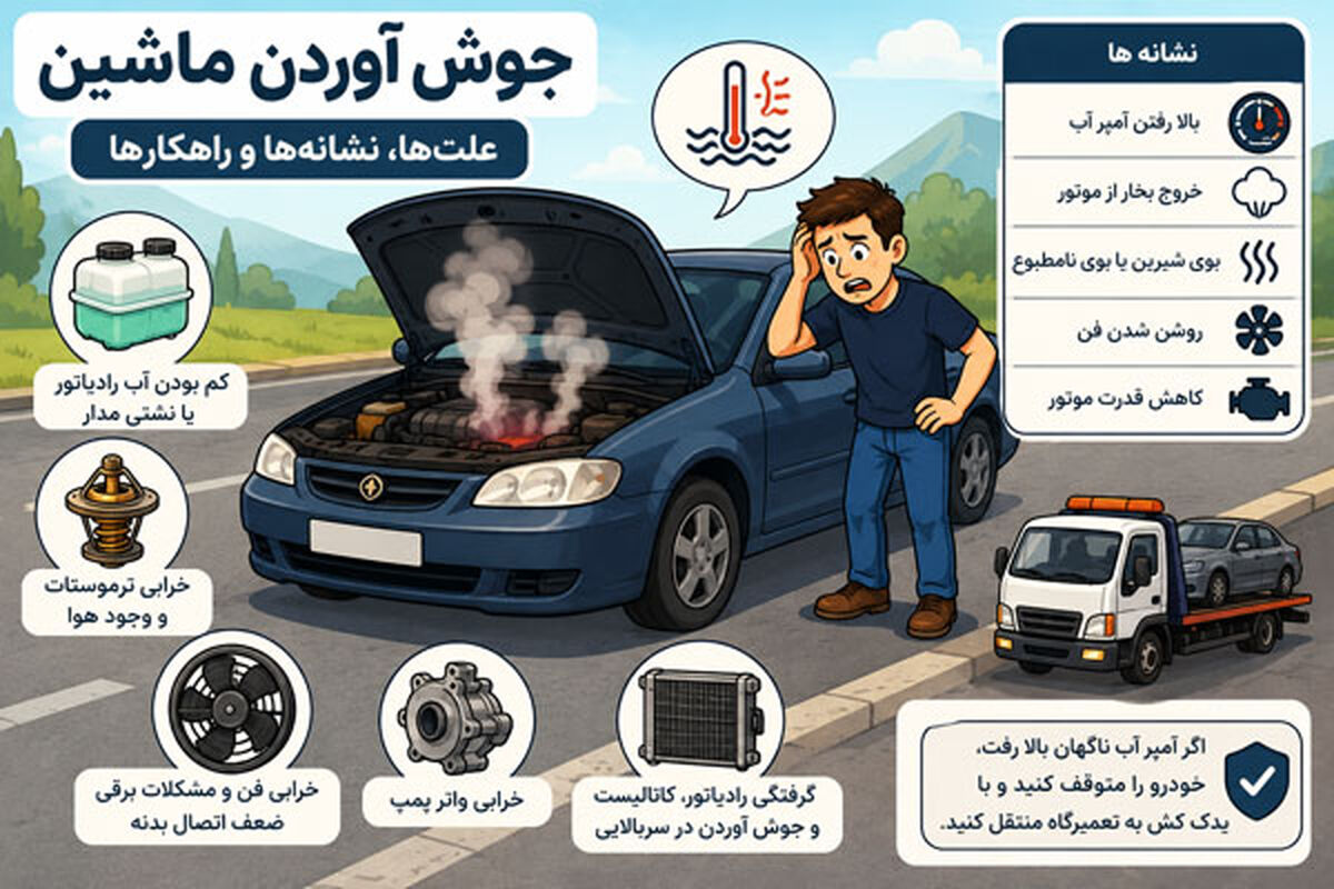 علت جوش آوردن ماشین و بالا رفتن آمپر آب خودرو