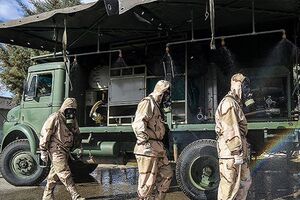 بازدید فرمانده کل سپاه و رئیس مجلس از رزمایش دفاع بیولوژیکی سپاه