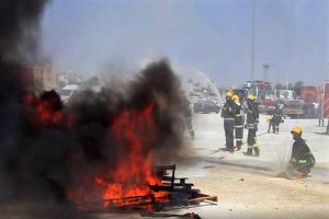 برگزاری مانور اطفای حریق جامدات و مایعات قابل اشتعال در بندرلنگه 