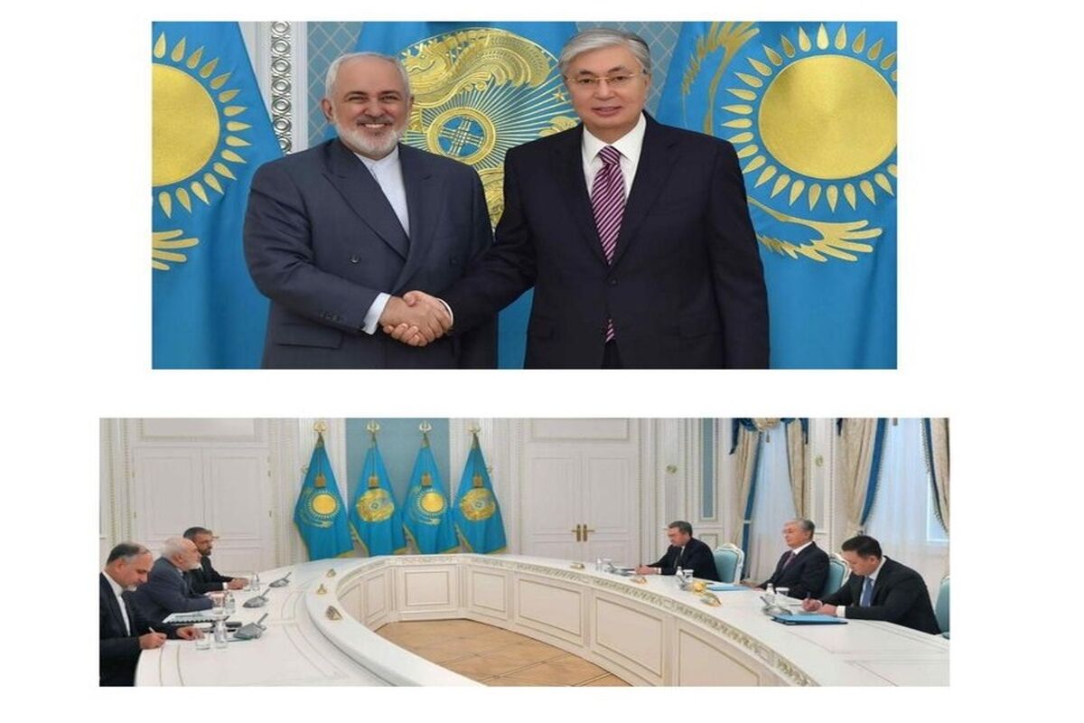 دیدار ظریف با رییس‌جمهور قزاقستان