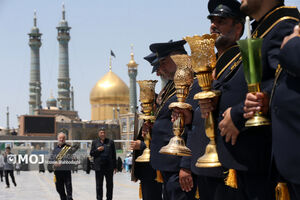 دسته عزاداران خادمان حرم مطهر حضرت معصومه (س) در آستانه سالروز عادت امام جواد (ع)