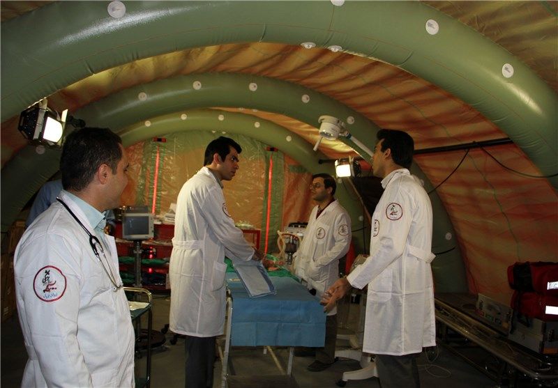 راهاندازی بیمارستان صحرایی در شهر تازهآباد ثلاث باباجانی