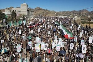 مردم یمن در حمایت از فلسطین راهپیمایی میلیونی کردند