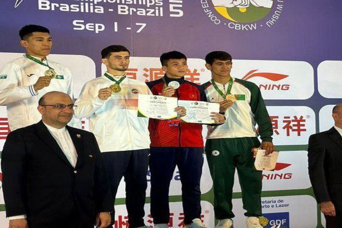مدال طلای عرفان محرمی ووشوکار اردبیلی در مسابقات قهرمانی جهان برزیل 
