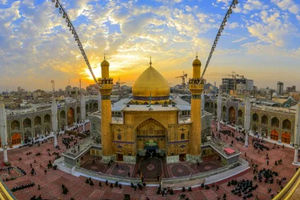 نصب پرچم و کتیبه در حرم امیرالمؤمنین (ع) + فیلم