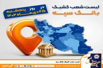 اعلام فهرست شعب کشیک بانک سپه در استان‌ها / پنجشنبه، بیست و پنجم دی ماه