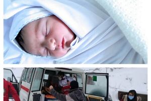 تولد یک نوزاد در روزهای برفی در دهنو