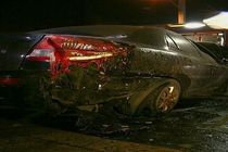 آتش‌گرفتن خودرو ریو در بزرگراه کردستان+تصاویر