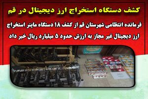 کشف 18 دستگاه ماینر استخراج ارز دیجیتال در قم 
