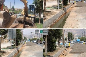 کانال آب چهارراه پیام نور اصلاح می شود