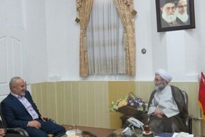 دیدار «ناصر ابوشریف» نماینده جنبش جهاد اسلامی فلسطین با آیت الله فلاحتی در رشت 