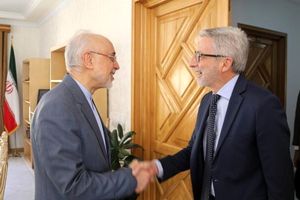 دیدار صمیمانه سفیر فرانسه با علی‌اکبر صالحی در بنیاد ایران‌شناسی